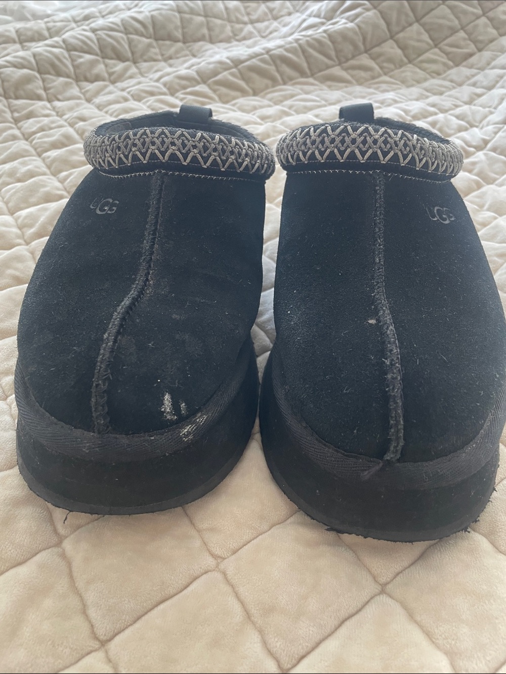 UGG Black Suede Slip-On Moccasin Slippers - Picture 3 of 6